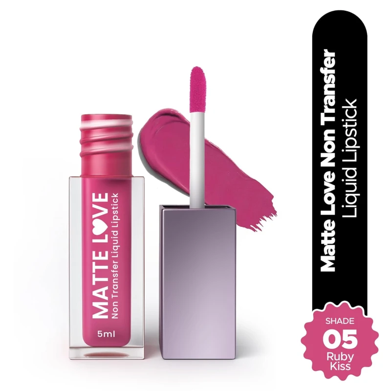 Hilary Rhoda Matte Love Non Transfer Liquid Lipstick | Lightweight & Matte Finish | Waterproof Lipstick for Women | Long Lasting & Non-Drying Lipstick | 5ml (Ruby Kiss - Shade 05) thumbnail 2